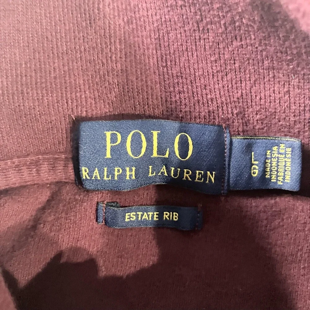 Polo Ralph Lauren Sweater Mens Large Red Estate‎ Rib 1/4 Zip Mock Neck Cotton